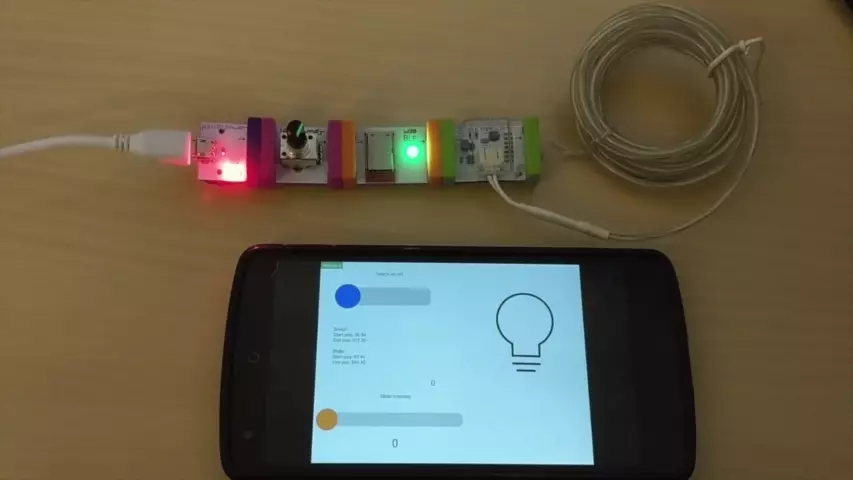 ProtoPie light dimming prototype connected to LittleBits components